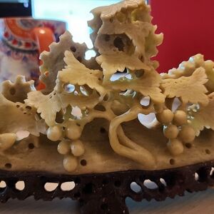 Preowned‎ Chinese squirrel and grapes soapstone numbered 126